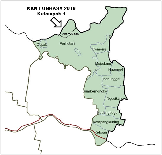 Peta Desa Asem Gede Kecamatan Ngusikan Kabupaten Jombang - Tempat KKNT UNHASY Tebuireng 2016 Kelompok 1